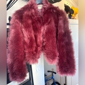 Free people Magenta faux fur Teddy jacket size M/L barely worn